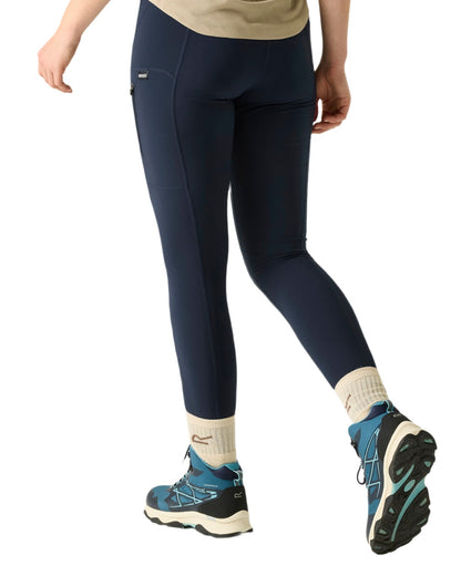 Navy Coloured Regatta Womens Monira Hiking Leggings on white background 