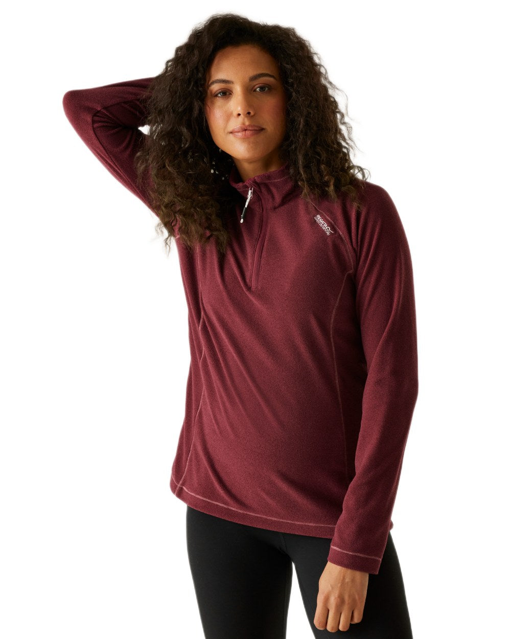 Dark Pimento Coloured Regatta Womens Montes Lightweight Half-Zip Fleece on white background 