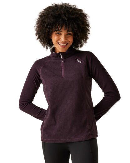 Deep Plum Black Coloured Regatta Womens Montes Lightweight Half-Zip Fleece on white background 