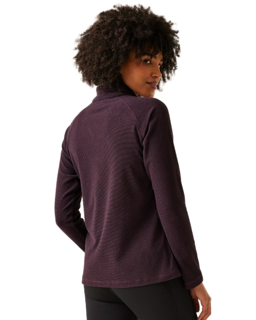 Deep Plum Black Coloured Regatta Womens Montes Lightweight Half-Zip Fleece on white background 