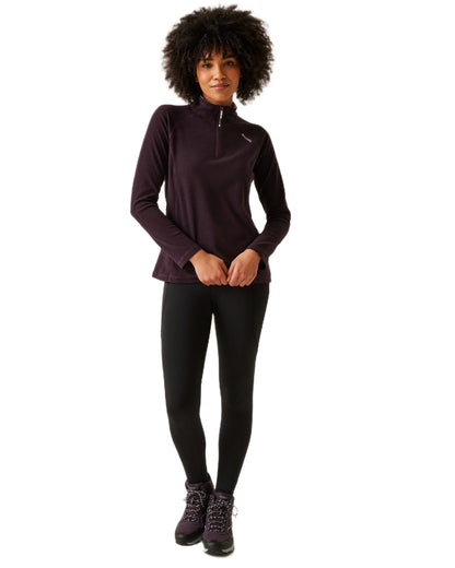 Deep Plum Black Coloured Regatta Womens Montes Lightweight Half-Zip Fleece on white background 