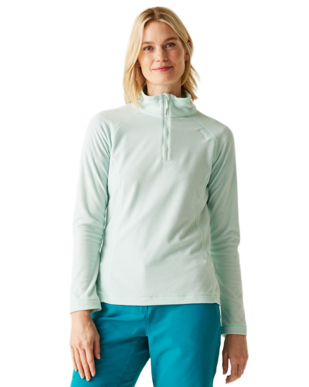 Icy Morn White Coloured Regatta Womens Montes Lightweight Half-Zip Fleece on white background 