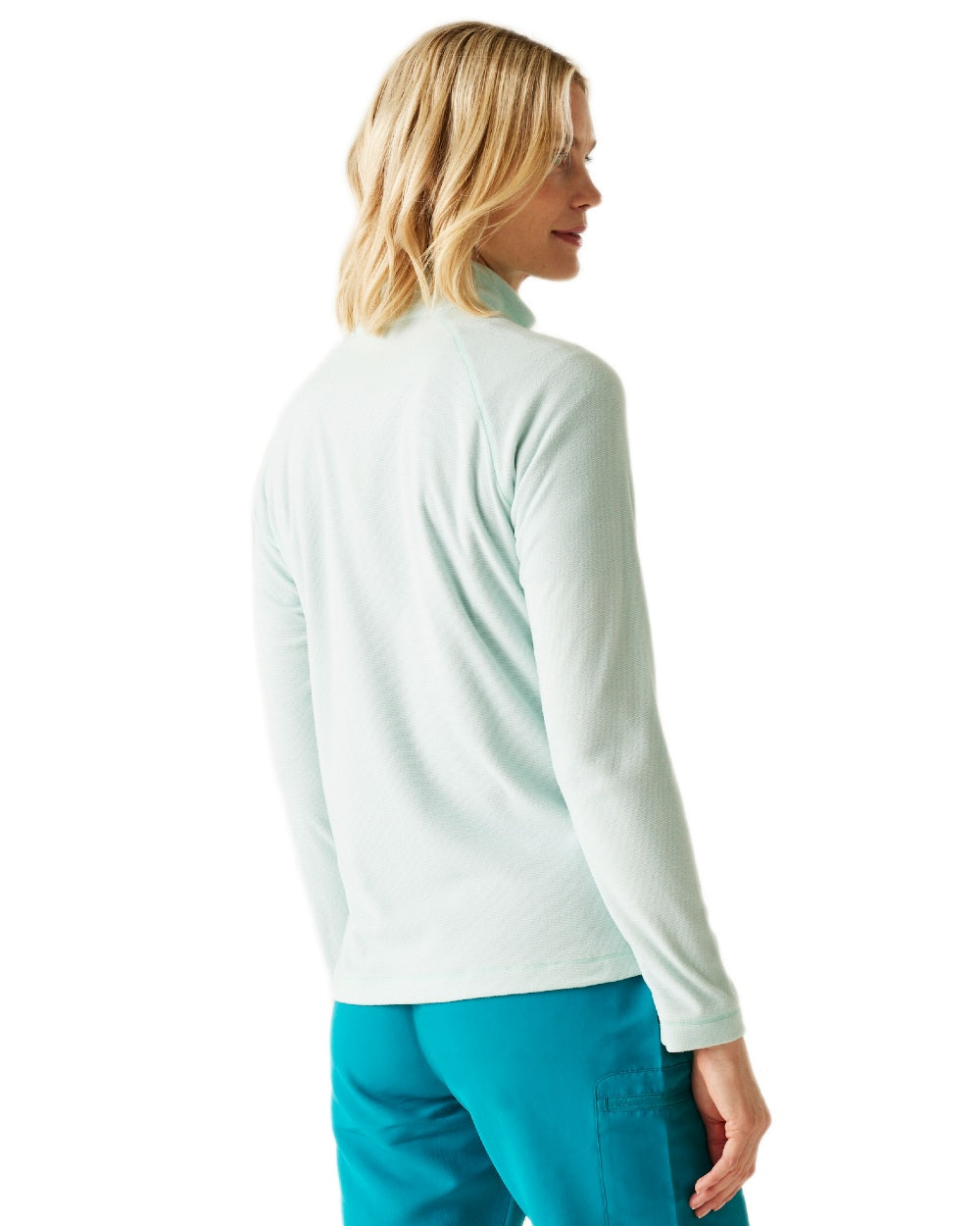 Icy Morn White Coloured Regatta Womens Montes Lightweight Half-Zip Fleece on white background 