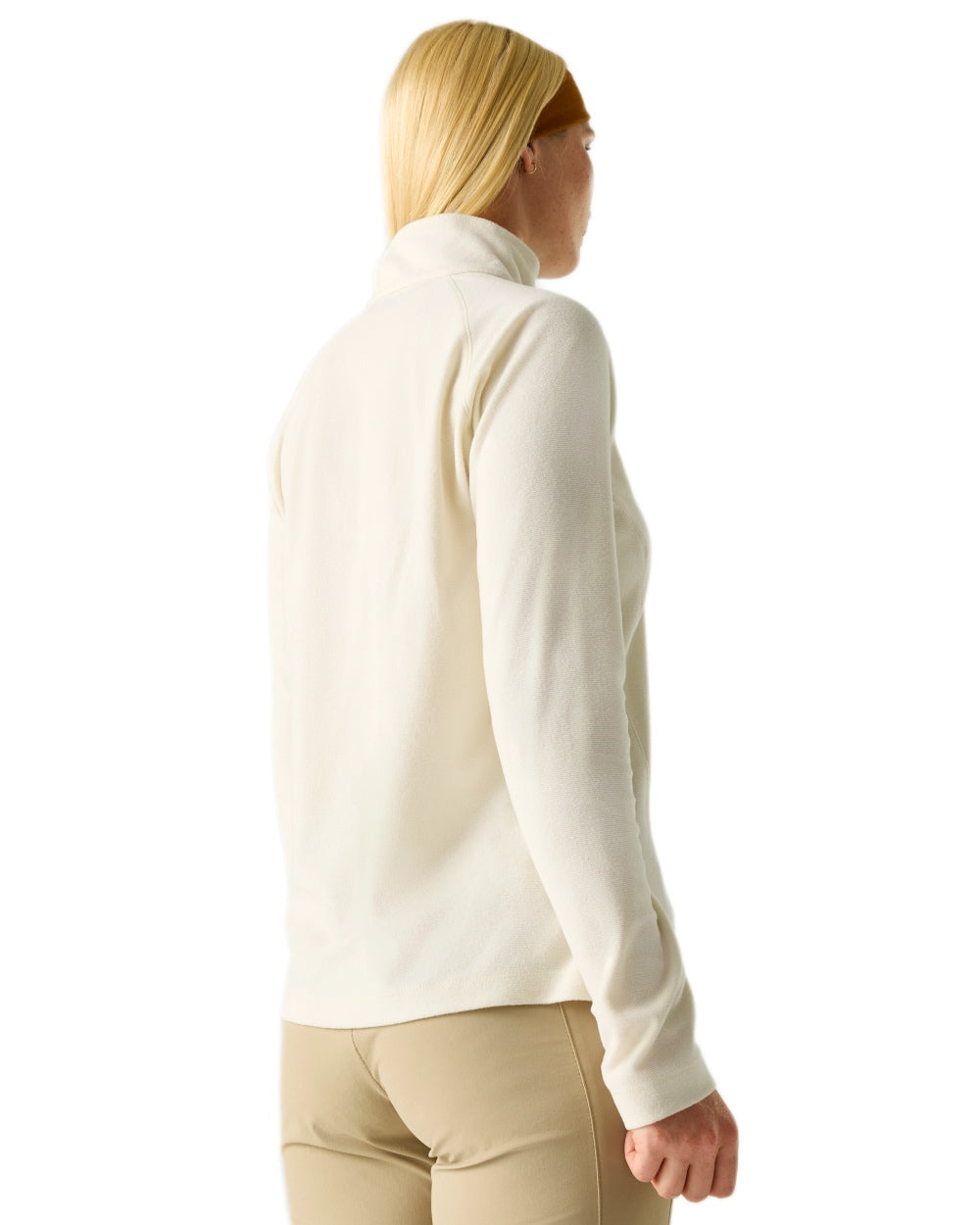 Light Vanilla White Coloured Regatta Womens Montes Lightweight Half-Zip Fleece on white background 