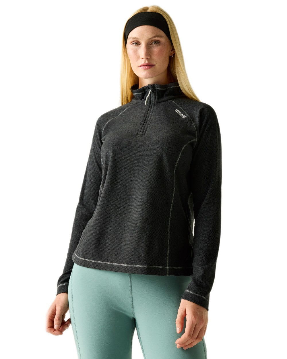 Seal Grey Ash Coloured Regatta Womens Montes Lightweight Half-Zip Fleece on white background 
