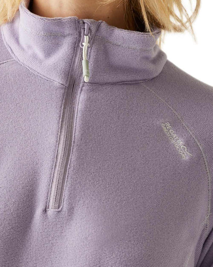 Wisteria Lilac Thistle Coloured Regatta Womens Montes Lightweight Half-Zip Fleece on white background 