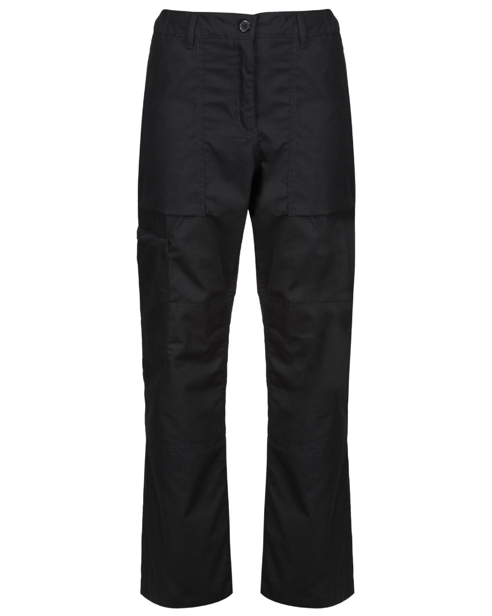 Black coloured Regatta Womens New Action II Trousers on white background 