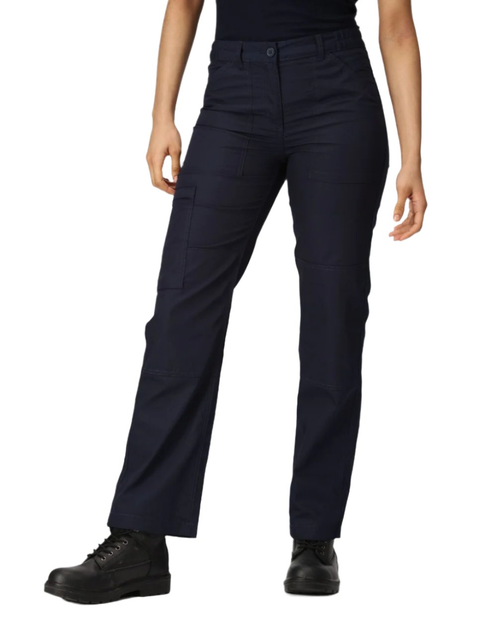 Navy coloured Regatta Womens New Action II Trousers on white background 