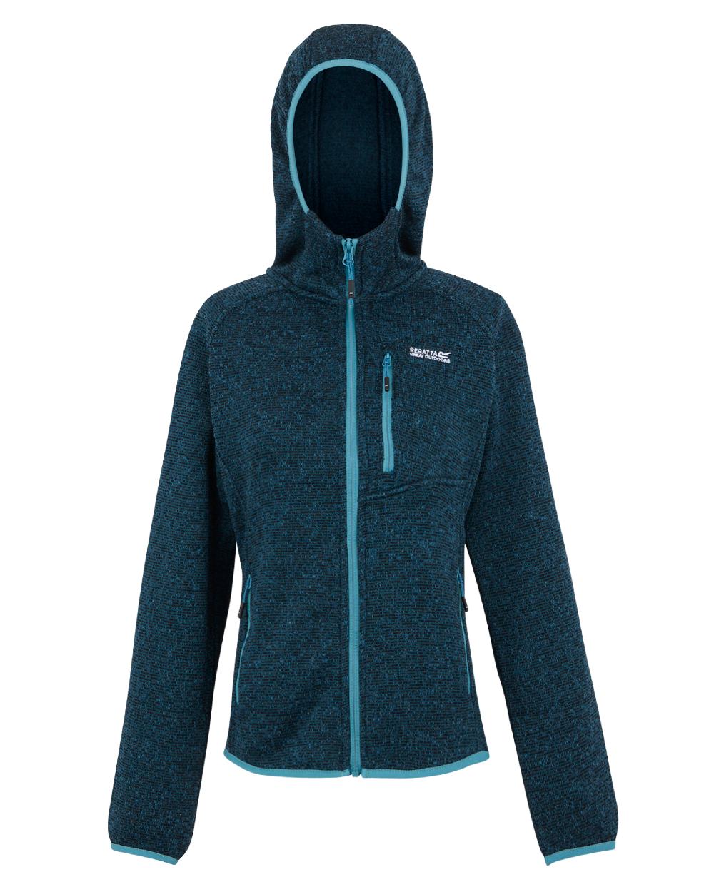 Blue Coloured Regatta Womens Newhill Hooded Full Zip Fleece on white background 