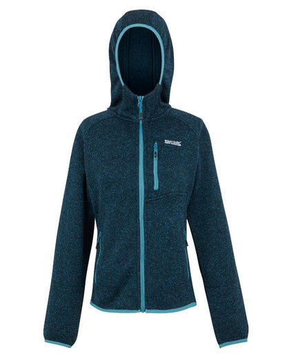Blue Coloured Regatta Womens Newhill Hooded Full Zip Fleece on white background 