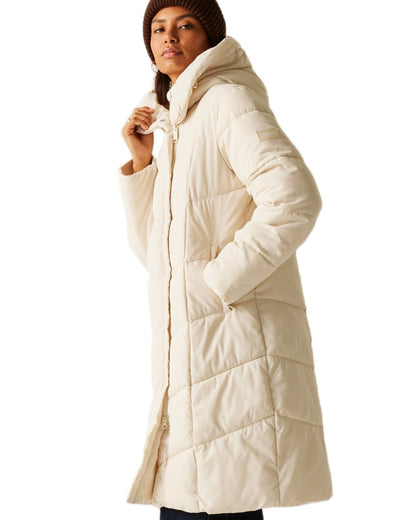 Light Vanilla Coloured Regatta Womens Nurie Quilted Jacket on white background 