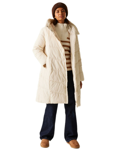 Light Vanilla Coloured Regatta Womens Nurie Quilted Jacket on white background 