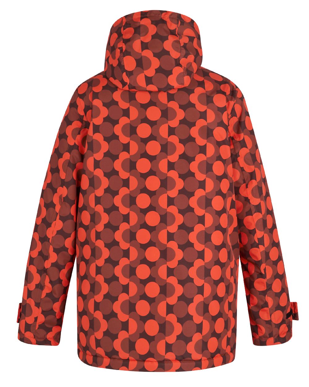 Frilly Flower Red Coloured Regatta Womens Orla Kiely Mid Length Waterproof Jacket on white background 