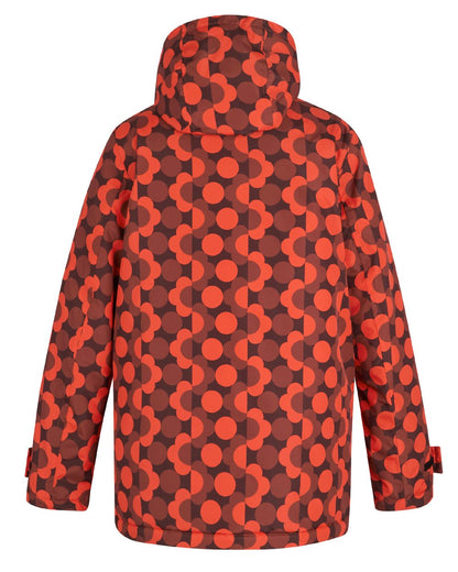 Frilly Flower Red Coloured Regatta Womens Orla Kiely Mid Length Waterproof Jacket on white background 