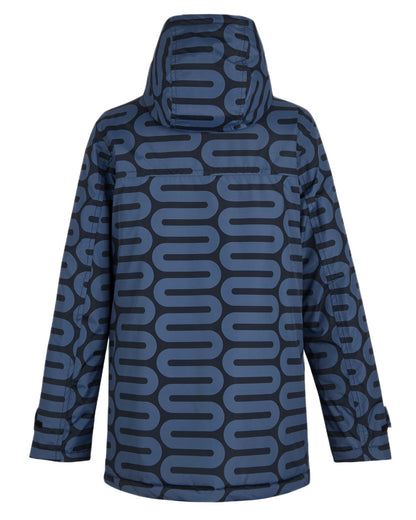 Large Wiggle Blue Coloured Regatta Womens Orla Kiely Mid Length Waterproof Jacket on white background 