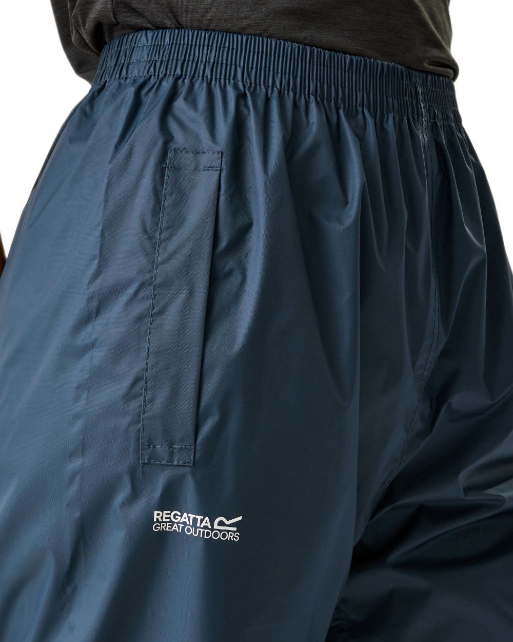 Midnight Coloured Regatta Womens Pack It Waterproof Overtrousers on white background 
