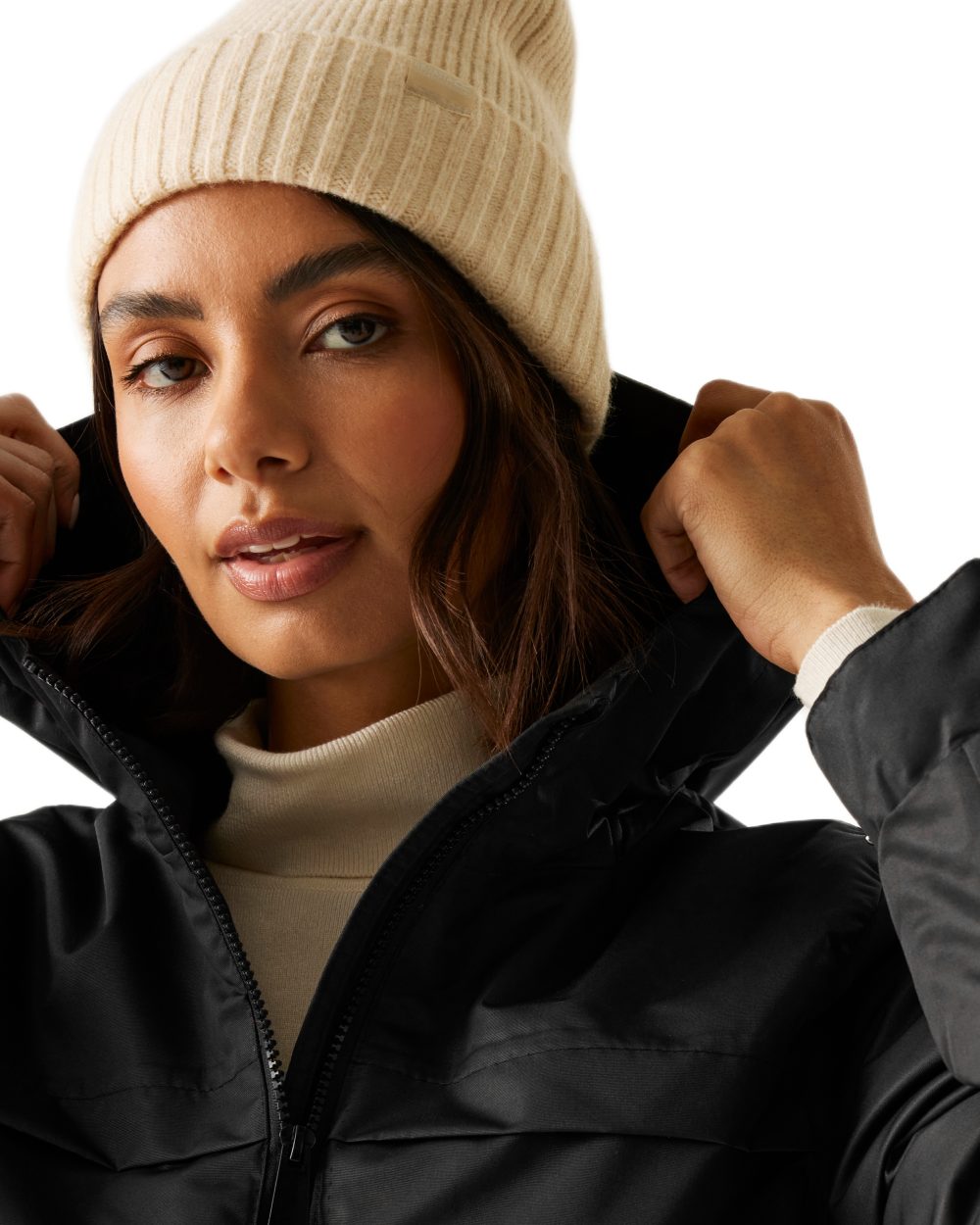 Black Coloured Regatta Womens Romine II Waterproof Parka Jacket on white background 