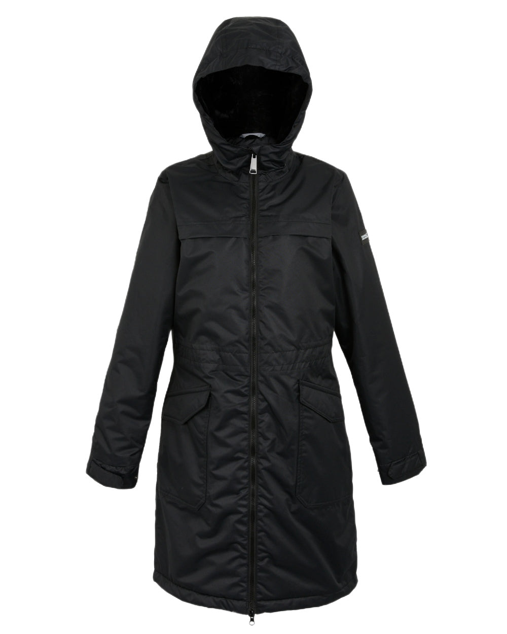 Black Coloured Regatta Womens Romine II Waterproof Parka Jacket on white background 