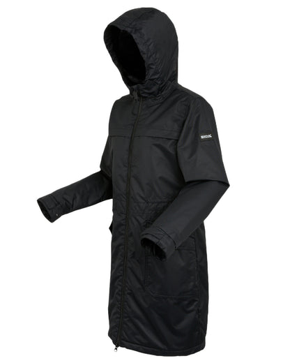 Black Coloured Regatta Womens Romine II Waterproof Parka Jacket on white background 