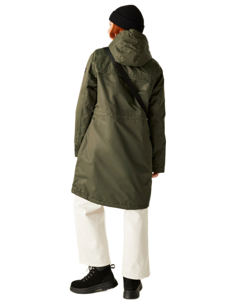 Dark Khaki Black Coloured Regatta Womens Romine II Waterproof Parka Jacket on white background 