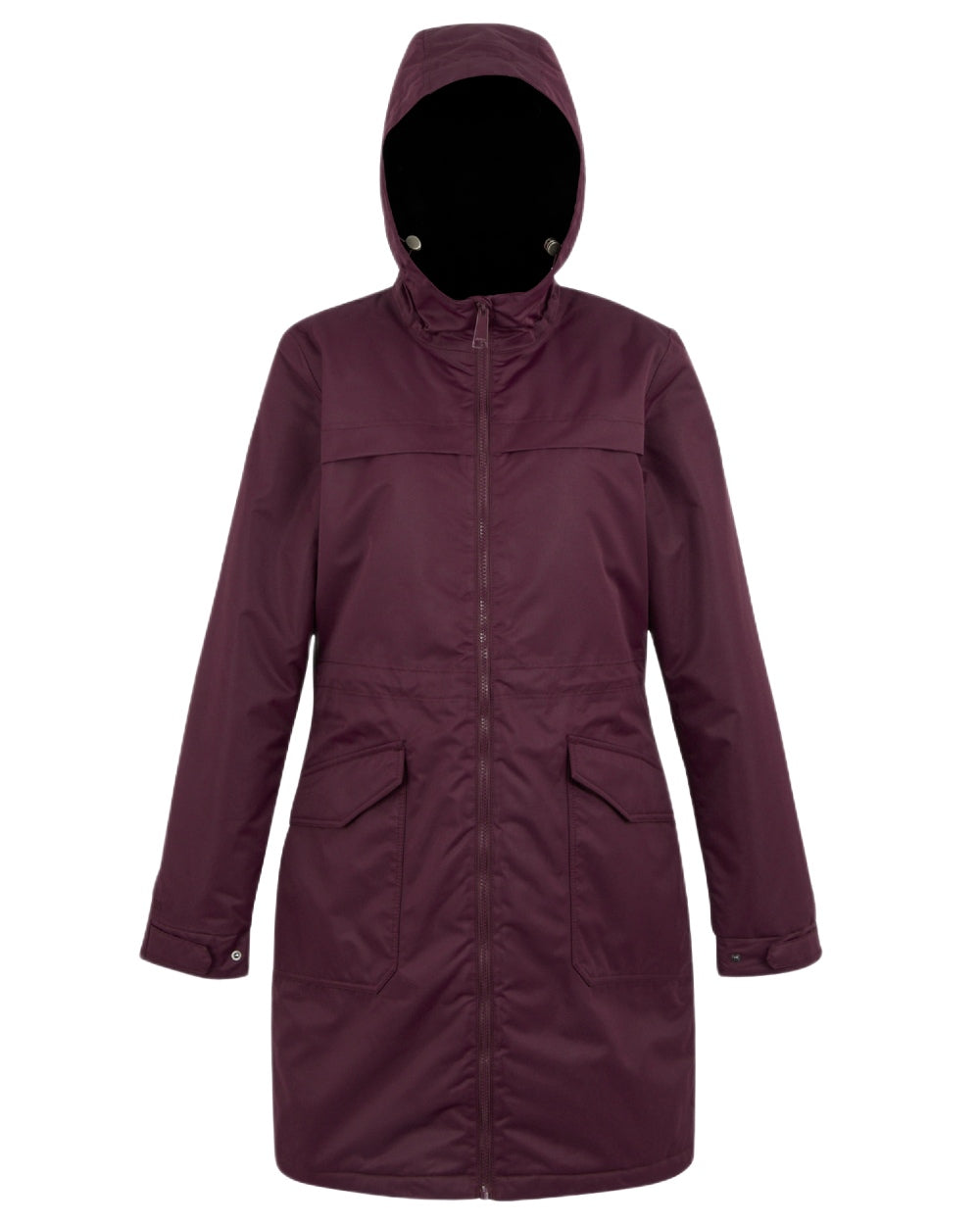Fig Black Coloured Regatta Womens Romine II Waterproof Parka Jacket on white background 