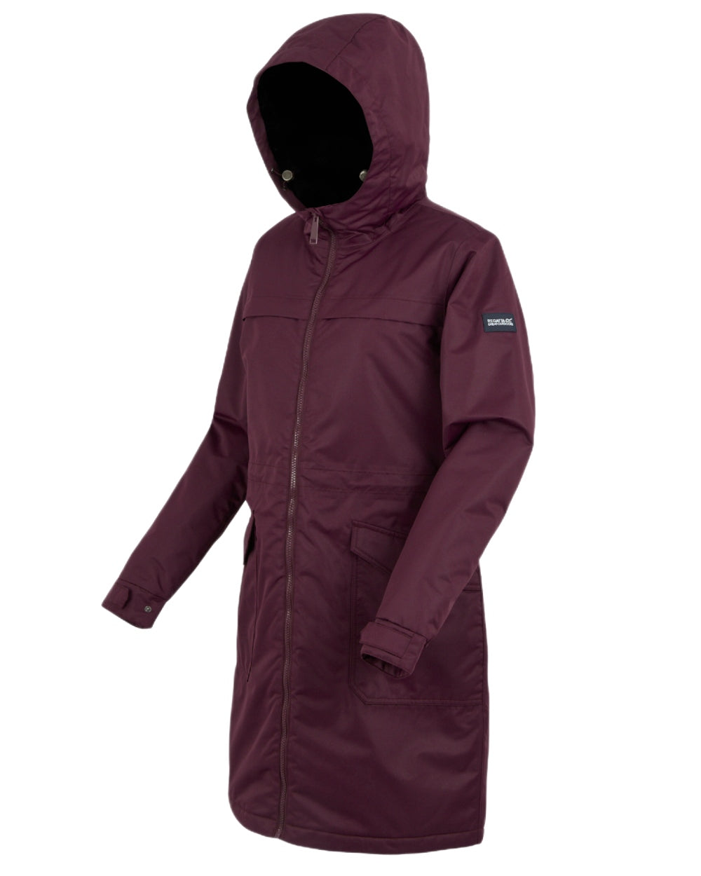 Fig Black Coloured Regatta Womens Romine II Waterproof Parka Jacket on white background 