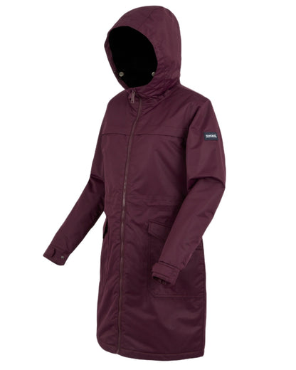 Fig Black Coloured Regatta Womens Romine II Waterproof Parka Jacket on white background 