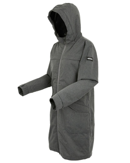 Grey Sky Marl Black Coloured Regatta Womens Romine II Waterproof Parka Jacket on white background 