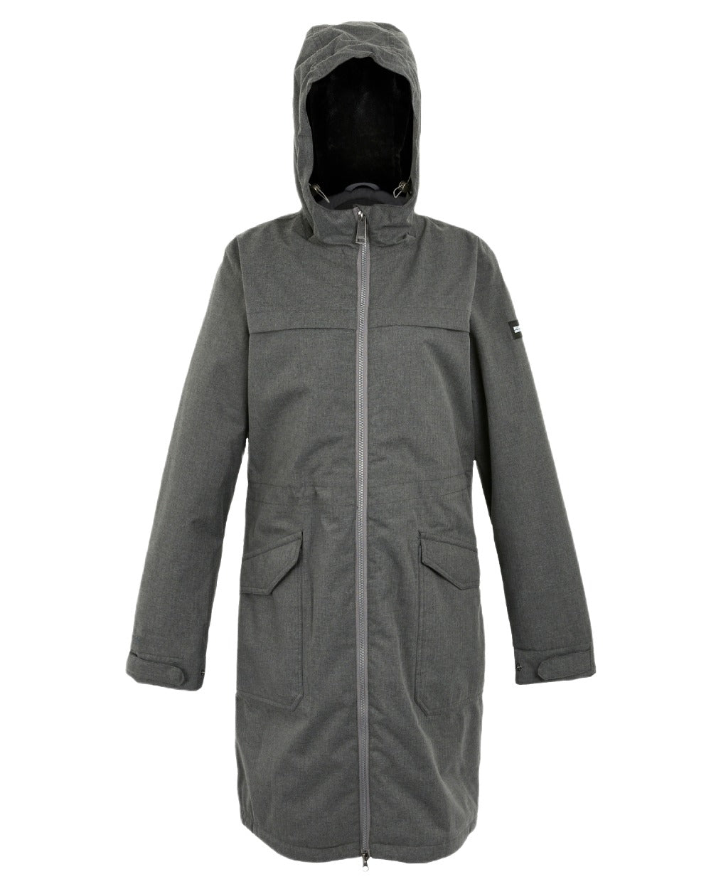 Grey Sky Marl Black Coloured Regatta Womens Romine II Waterproof Parka Jacket on white background 