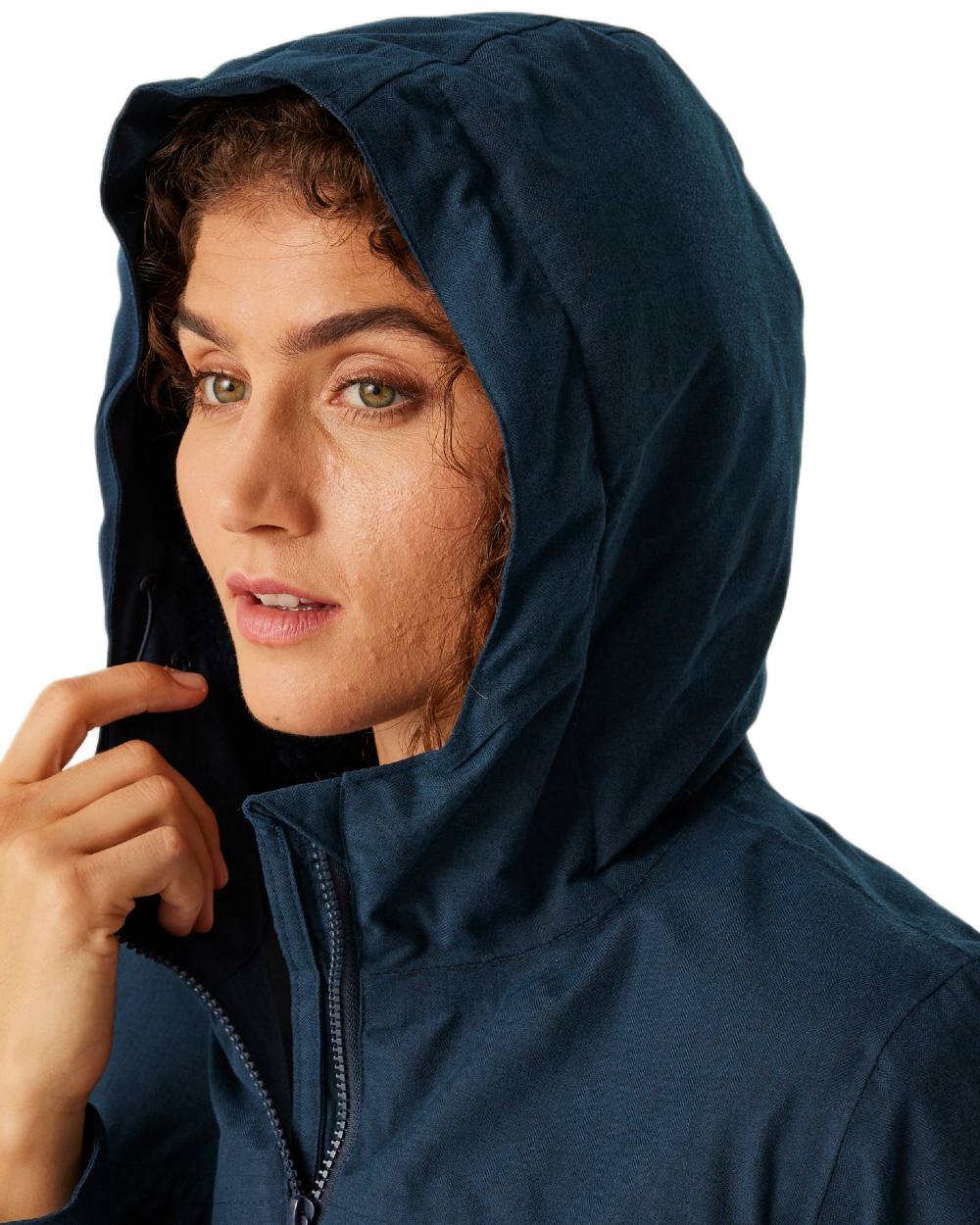 Navy Marl Coloured Regatta Womens Romine II Waterproof Parka Jacket on white background 