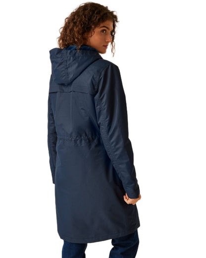 Navy Coloured Regatta Womens Romine II Waterproof Parka Jacket on white background 