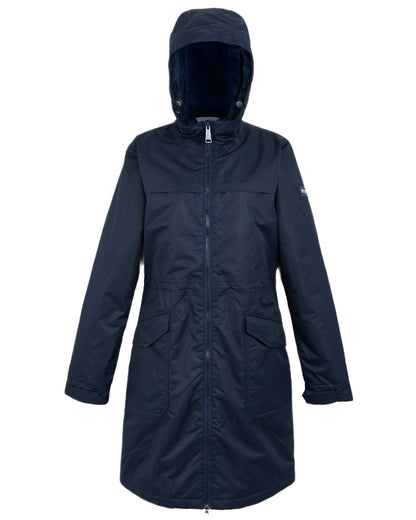Navy Coloured Regatta Womens Romine II Waterproof Parka Jacket on white background 
