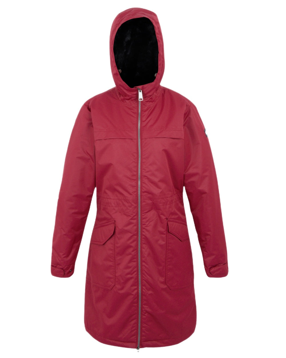 Rumba Red Black Coloured Regatta Womens Romine II Waterproof Parka Jacket on white background 