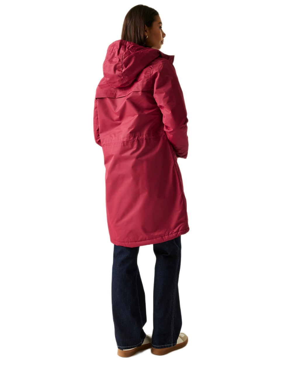 Rumba Red Black Coloured Regatta Womens Romine II Waterproof Parka Jacket on white background 