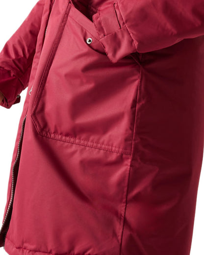 Rumba Red Black Coloured Regatta Womens Romine II Waterproof Parka Jacket on white background 