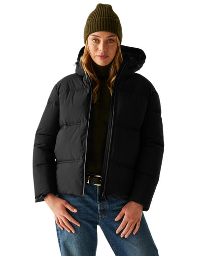 Black Coloured Regatta Womens Roxienne Padded Jacket on white background 