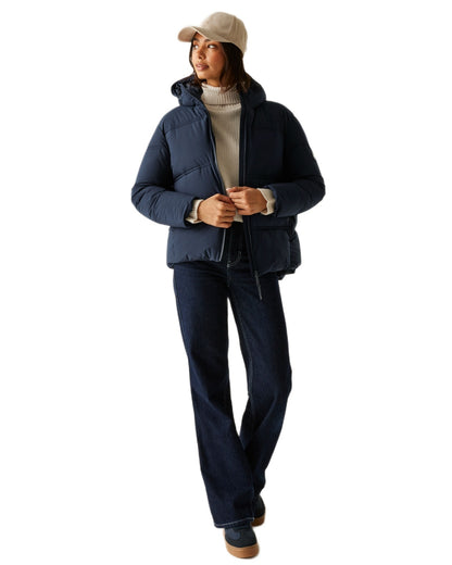 Navy Coloured Regatta Womens Roxienne Padded Jacket on white background 