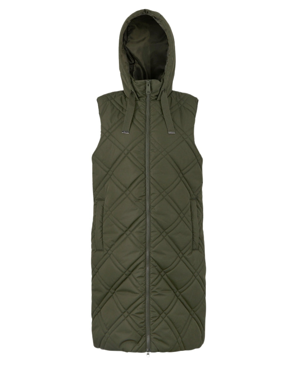 Dark Khaki Coloured Regatta Womens Rurietta Longer Length Bodywarmer on white background 