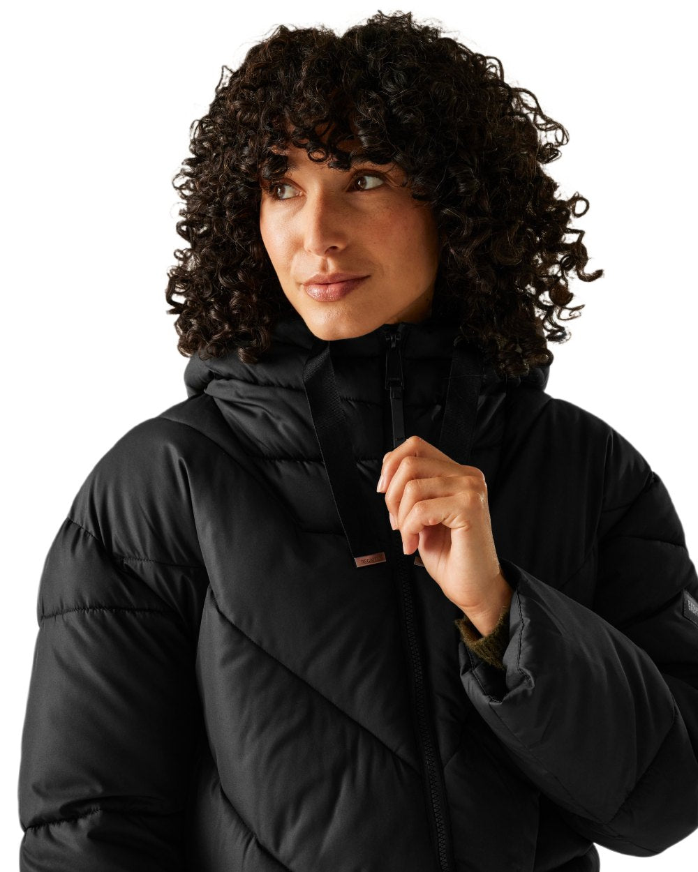 Black Coloured Regatta Womens Rusey Quilted Jacket on white background 
