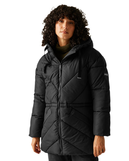 Black Coloured Regatta Womens Rusey Quilted Jacket on white background 