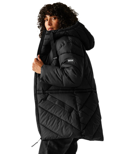 Black Coloured Regatta Womens Rusey Quilted Jacket on white background 