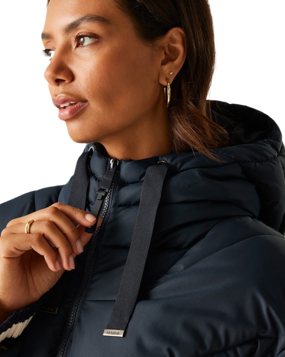 Navy Coloured Regatta Womens Rusey Quilted Jacket on white background 