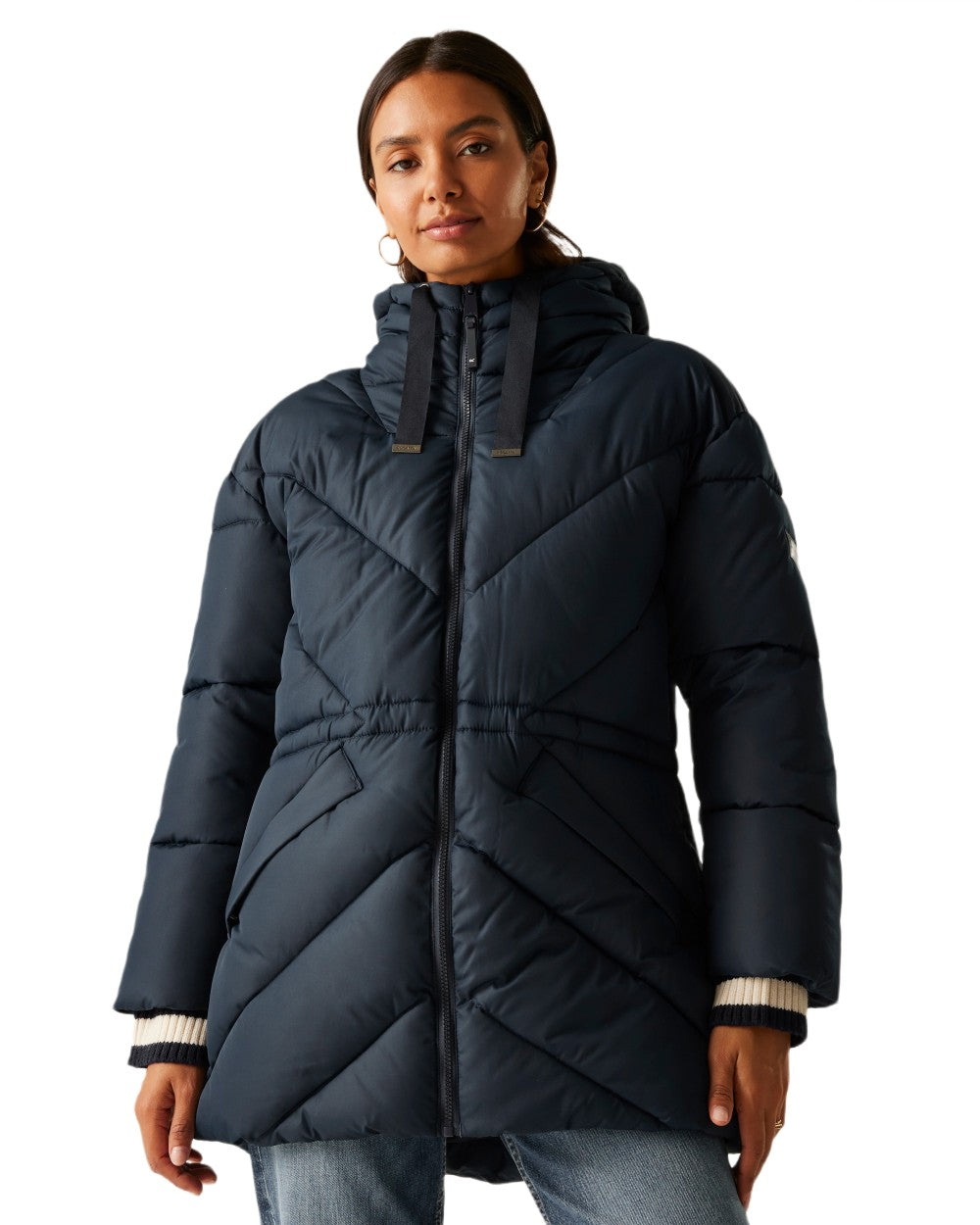 Navy Coloured Regatta Womens Rusey Quilted Jacket on white background 