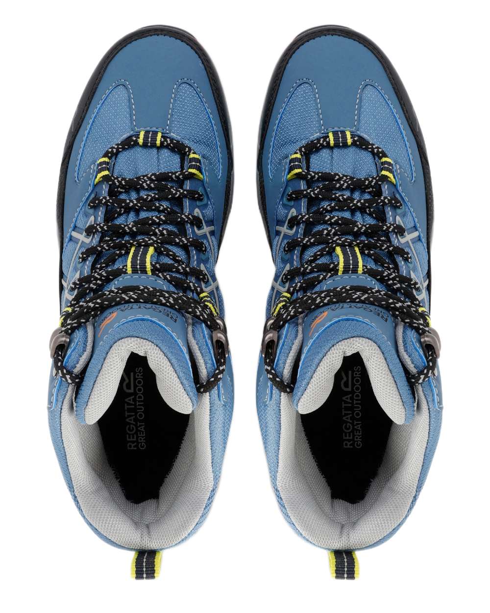 Coronet Blue Lime Punch Coloured Regatta Womens Samaris III Walking Boots on white background 