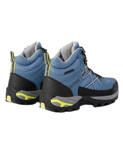Coronet Blue Lime Punch Coloured Regatta Womens Samaris III Walking Boots on white background 