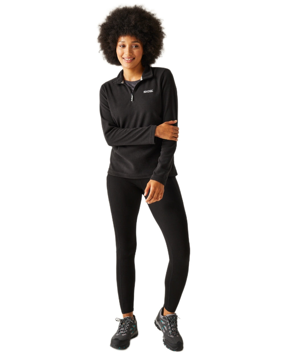 Black Coloured Regatta Womens Sweethart Lightweight Half-Zip Fleece on white background 