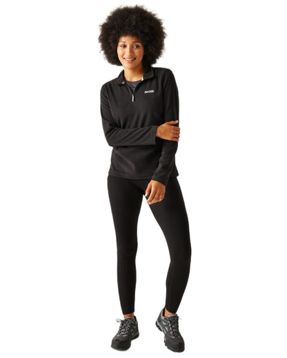 Black Coloured Regatta Womens Sweethart Lightweight Half-Zip Fleece on white background 