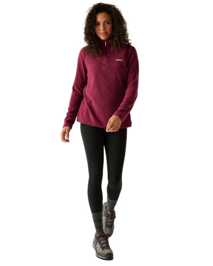 Dark Pimento Coloured Regatta Womens Sweethart Lightweight Half-Zip Fleece on white background 