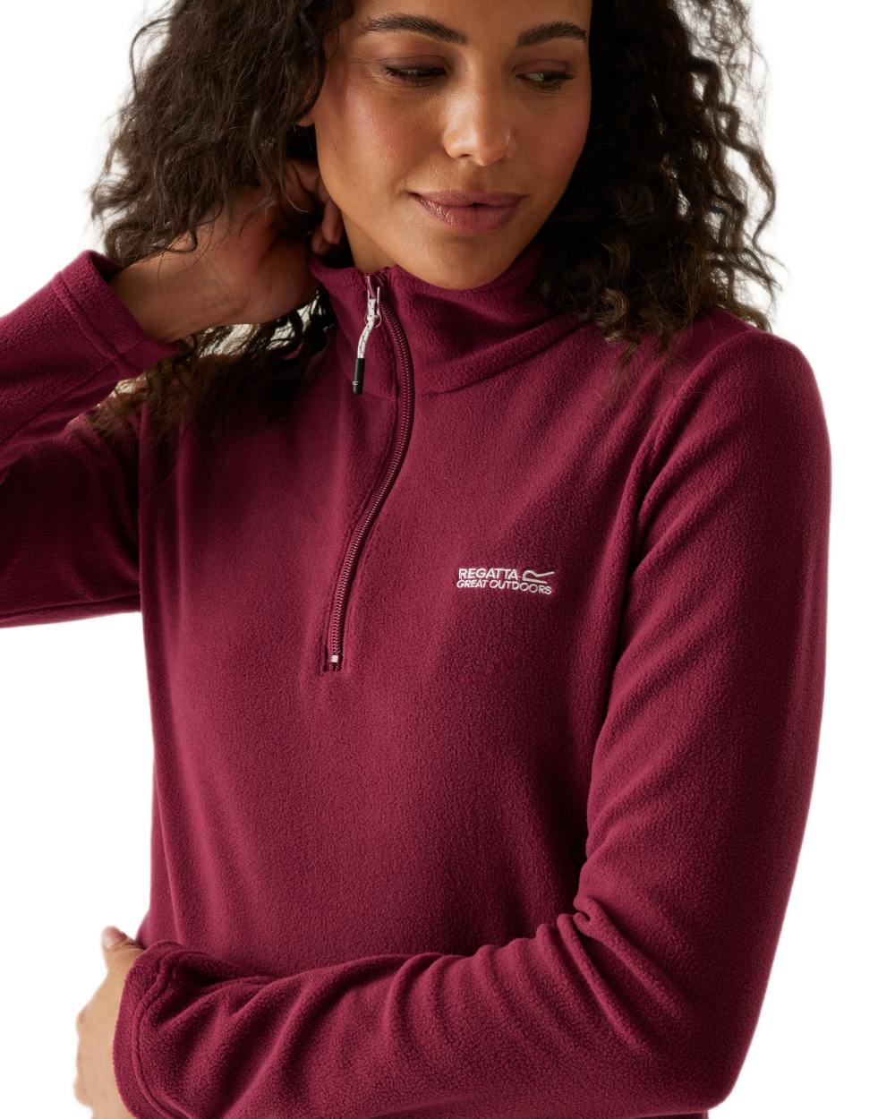 Dark Pimento Coloured Regatta Womens Sweethart Lightweight Half-Zip Fleece on white background 