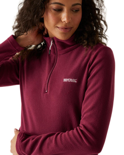 Dark Pimento Coloured Regatta Womens Sweethart Lightweight Half-Zip Fleece on white background 